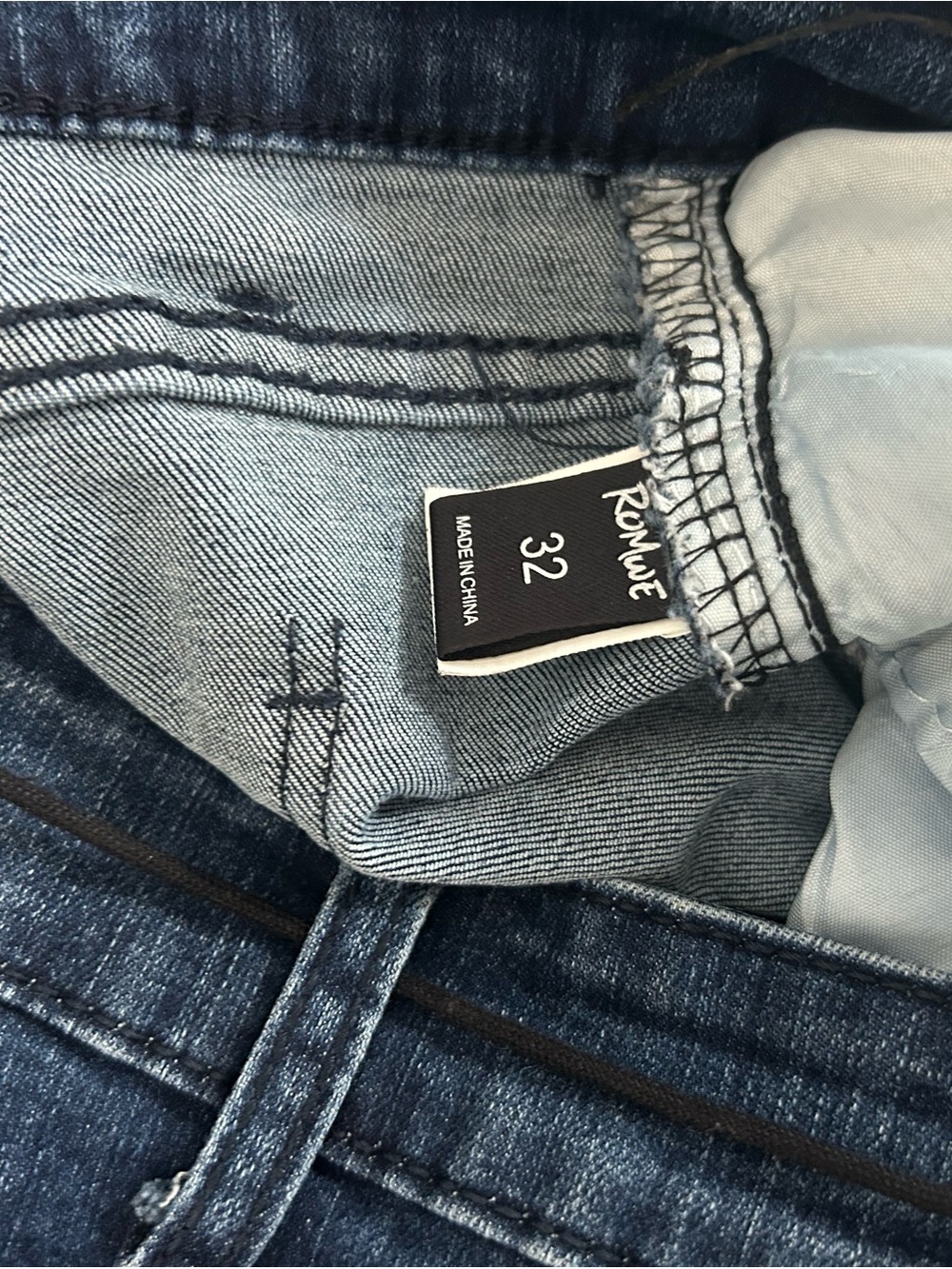 ROMWE Two-Tone Blue Black Distressed Skinny Jeans Paint Splatter Edgy Streetwear - Picture 6 of 7